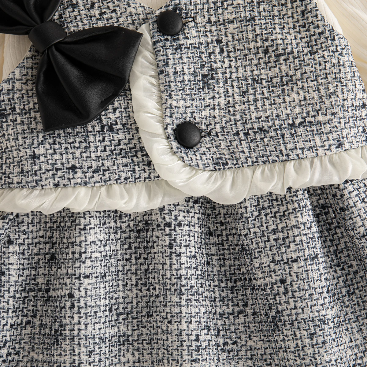 الفتيات مساء حزب زي ربيع الخريف الكورية نمط طفلة فستان مقوس دانتيل تصميم فستان أسود بأكمام طويلة 0-2 سنة