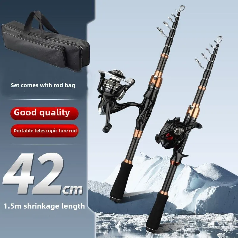 High carbon telescopic portable shrink luya rod ultra-short mini sea rod throwing rod lengthening handle short joint