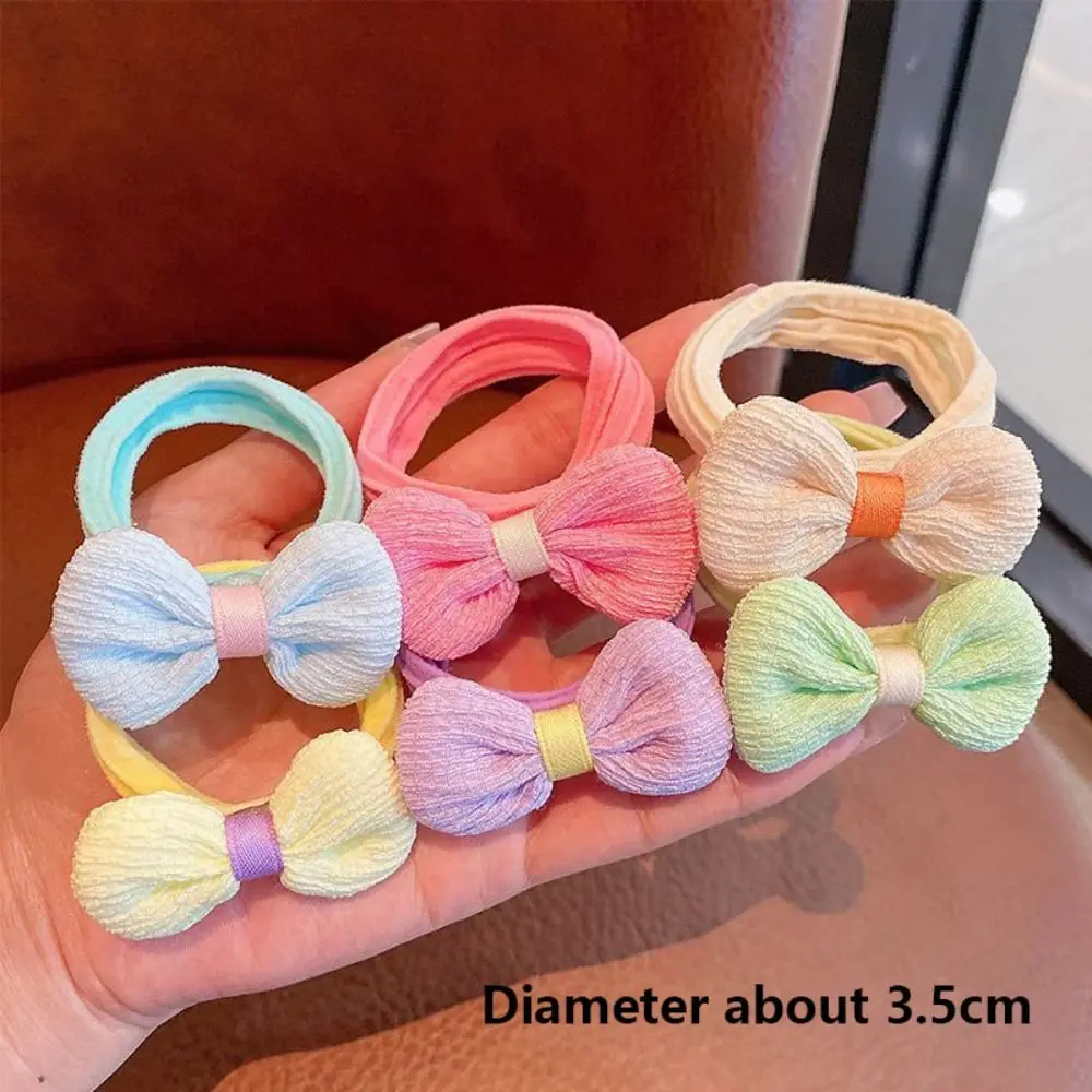 6pcs High-value Korean Cute Hair Rope Bowknot Elastic Hair Ring Princess No Harm Hair Band Kid Hair Accessory