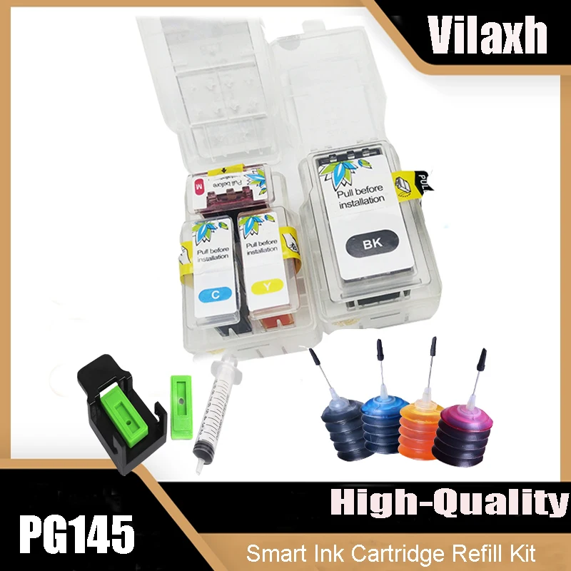 Vilaxh 145XL 146 XL Smart Cartridge Refill Kit Replacement for Canon PG145 PG-145 PG 145 for Pixma mg2410 TS3110 MG2510 Printer