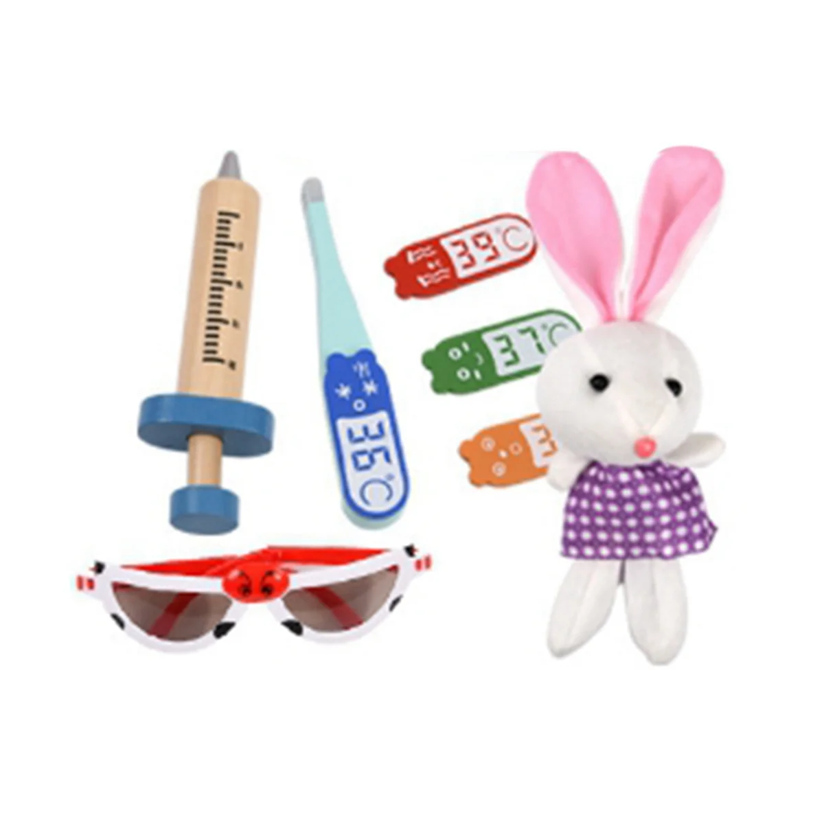 Ensemble de jouets de docteur en bois pour enfants, kit de jeu de simulation pour fille et garçon, boîte à médicaments rouge pour dentiste médical