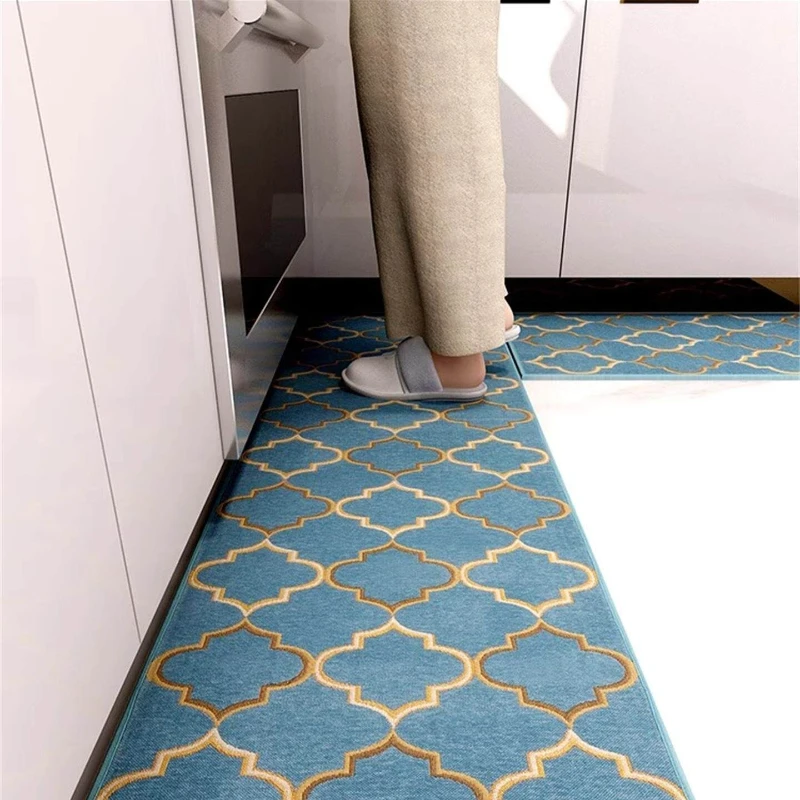 Minimalist Home Style PVC Leather Rug Waterproof Oil-proof Stain-resistant Kitchen Carpet Large Area Non-slip Floor Mats Tapis