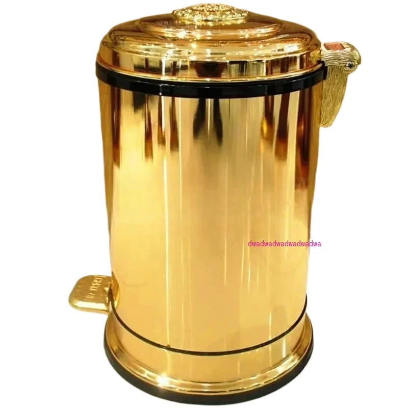 

Recycle Golden Wastebasket Kitchen Living Room Creative Luxury Stainless Steel Bathroom Trash Can Lixeira Home Appliance YH5LJT
