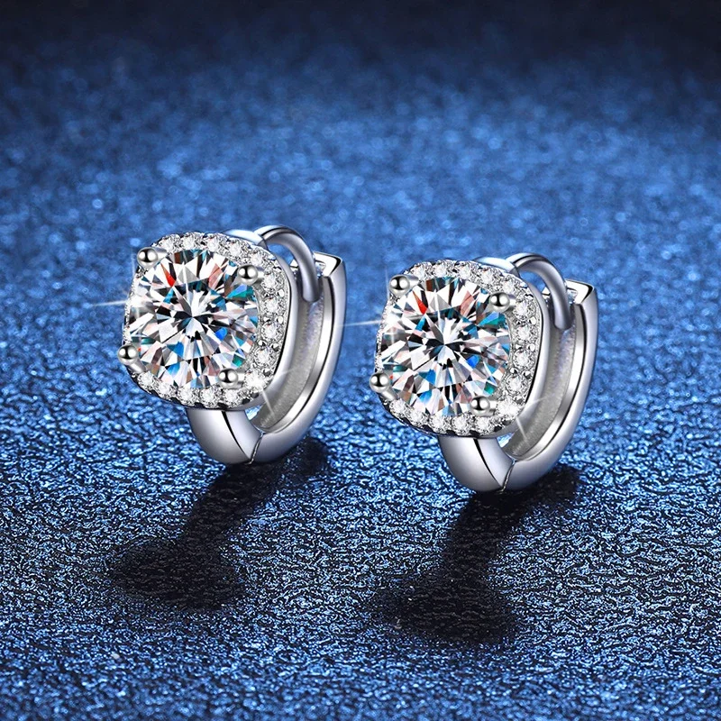 NeeTim 1ct Moissanite Earrings for Women S925 Sterling Silver with 18k Gold Plated Hoop Earring Wedding Jewelry with Certificate