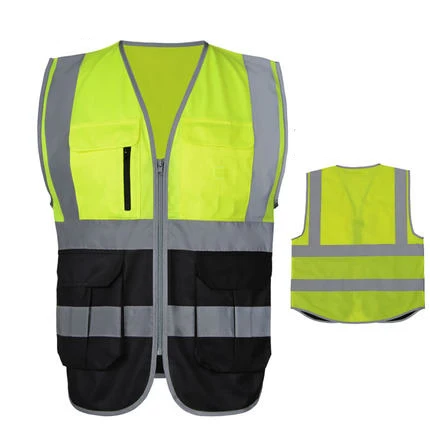 SFvest Two tone Reflective safety vest  work uniforms workwear hi vis vest with muilti pockets