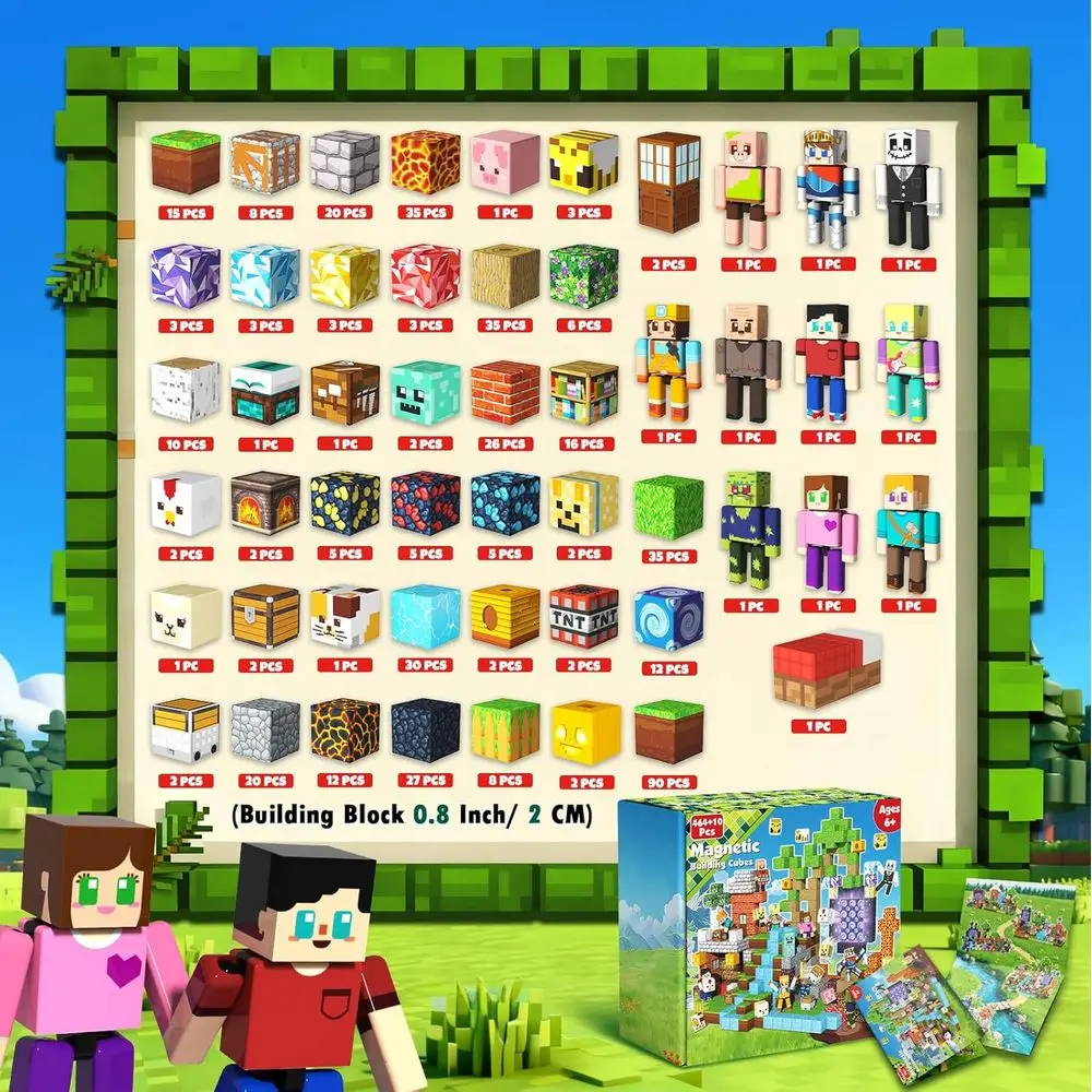 Set di blocchi magnetici STEM - 474 pezzi per bambini 4-8, giocattoli educativi da costruzione, regalo ideale per bambini di 3-12 anni