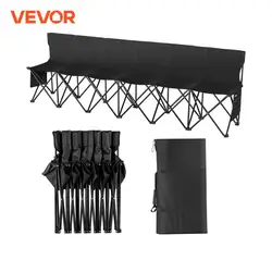 VEVOR 6/8Seat Foldable Sideline Bench Outdoor Camping Bench Chair with Bag & Backrest Team Sport Sideline Bench