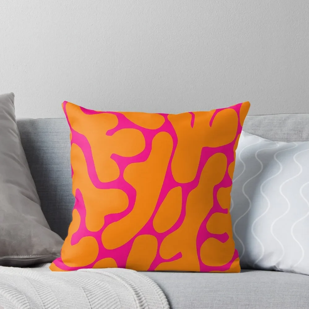 

Preppy Coral Reefs Pattern in Pink and Orange Throw Pillow