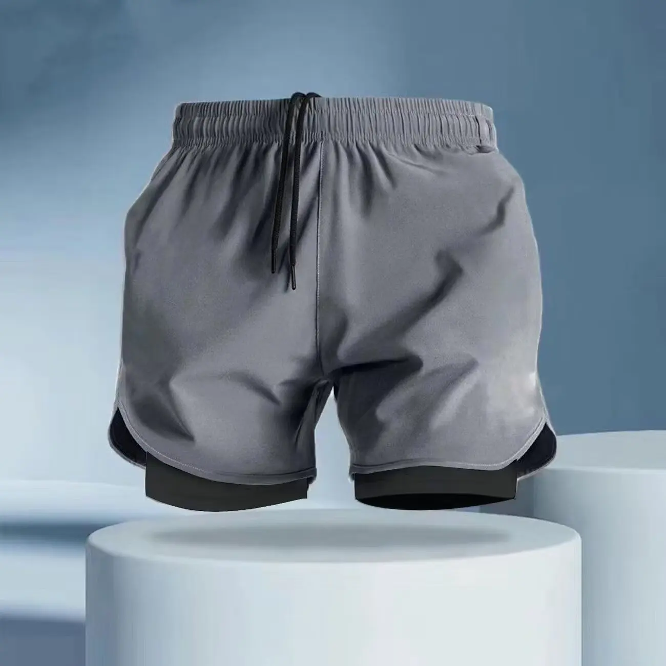 Quick Drying Gym Shorts for Summer Men's Running Training Three Part Pants with Anti Glare Belt Lining Fitness Short Pants Men