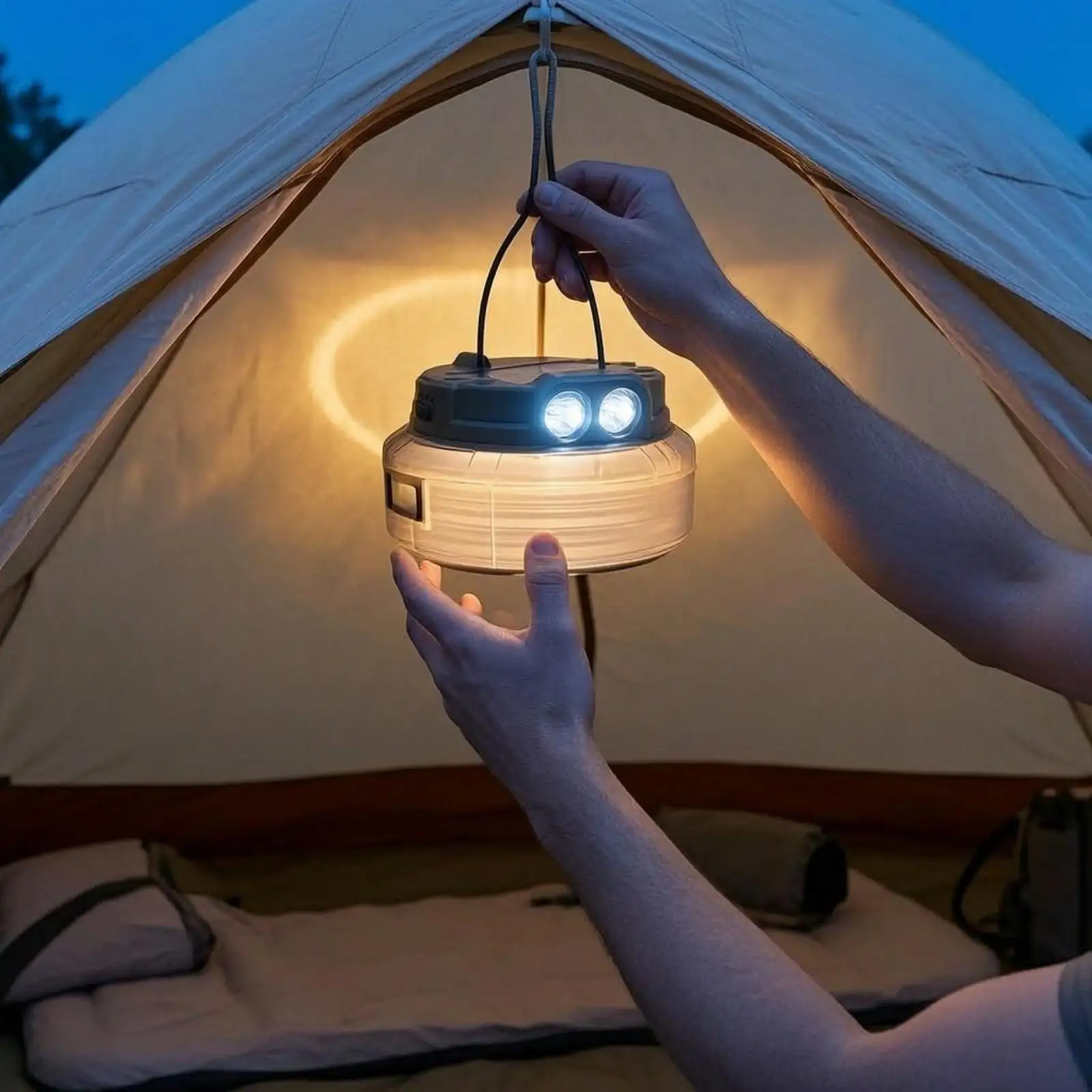 Lantern with Twin LED Solar Camping Translucent Solar Camping Lantern