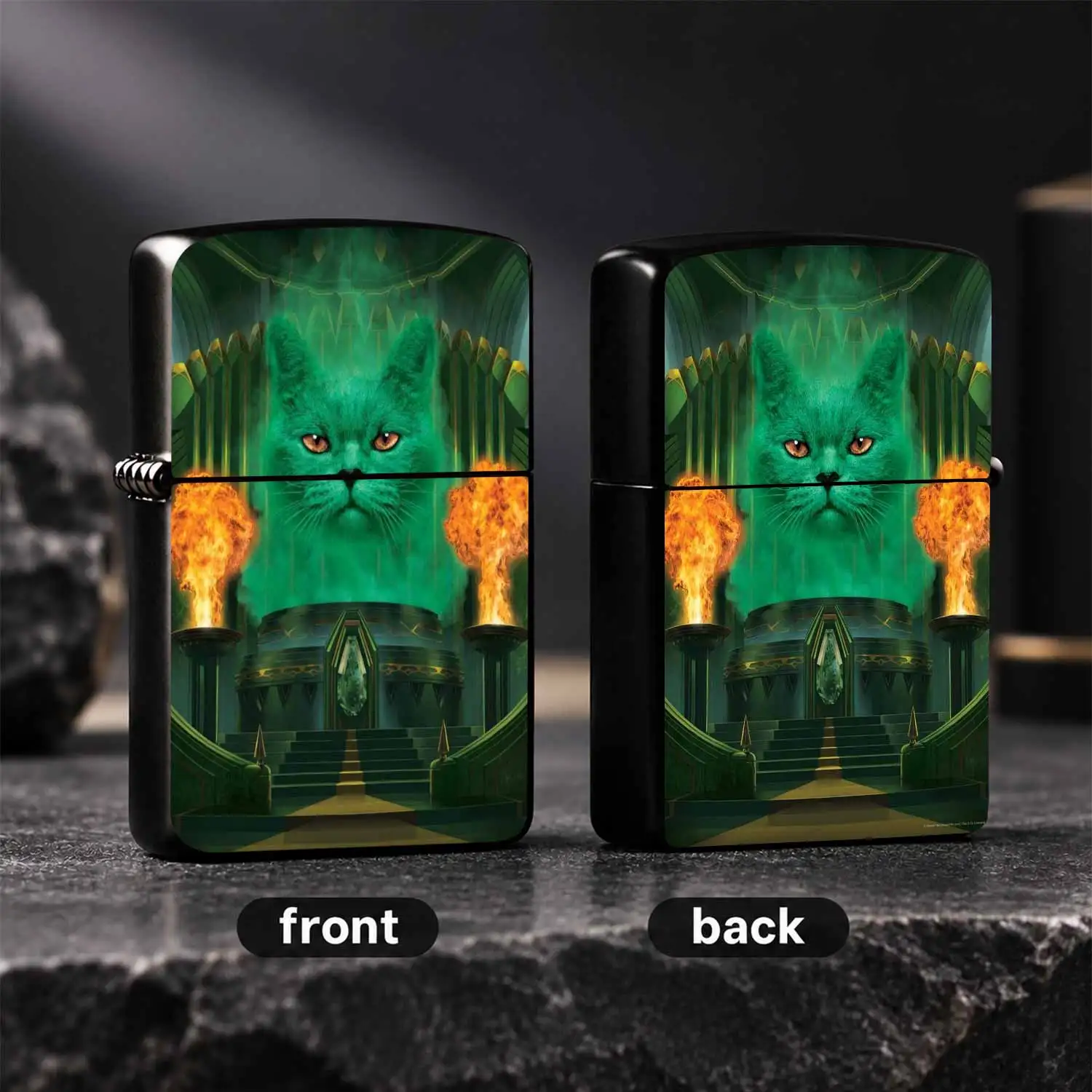 CreativeInspired Green Cat Lighter, Fun Whimsical Emerald City Themed Decor, Portable Unique Gift for Fantasy Lovers, Daily Use for Any Occasion A Humorous And Interesting Lighter