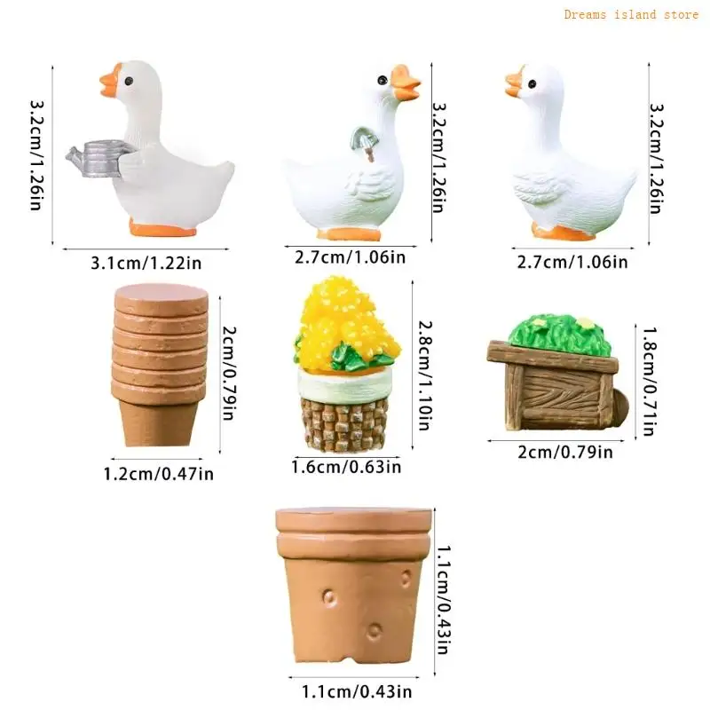 10 pezzi in miniatura ornamenti anatra resine figurine animali per dono decorazione piante in vaso in vaso casa e