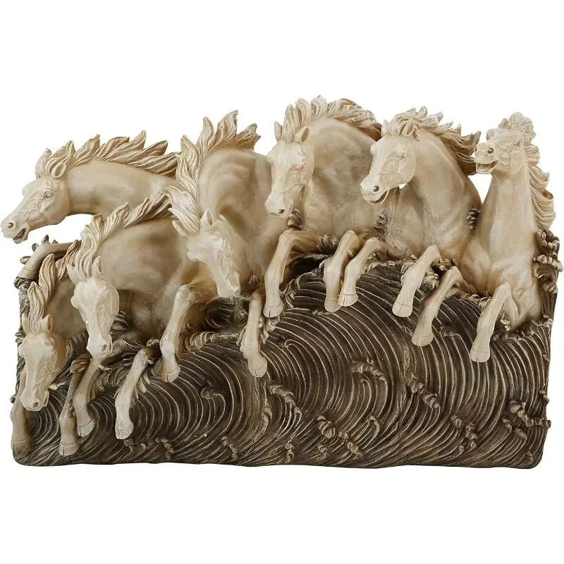 NG34016 Neptune's Horses of the Sea Sculptural W,two tone stone