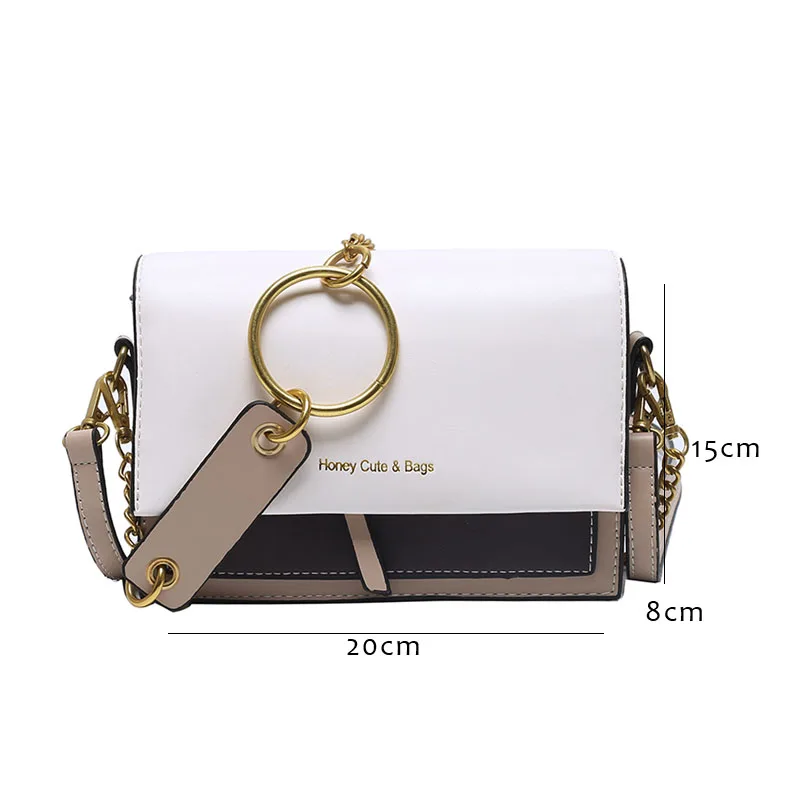 Women Messenger Bag Patchwork Pu Leather Contrast Color Crossbody Bags for Woman High Quality Female Handbag 2022 Sac Femme