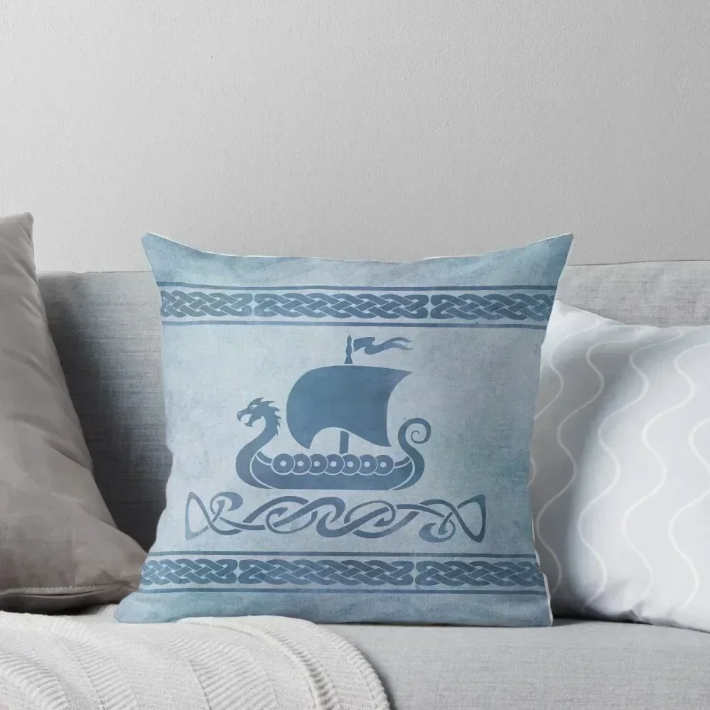 

Dragon Boat - Blue Throw Pillow anime girl New year Cushion Cover Set pillow