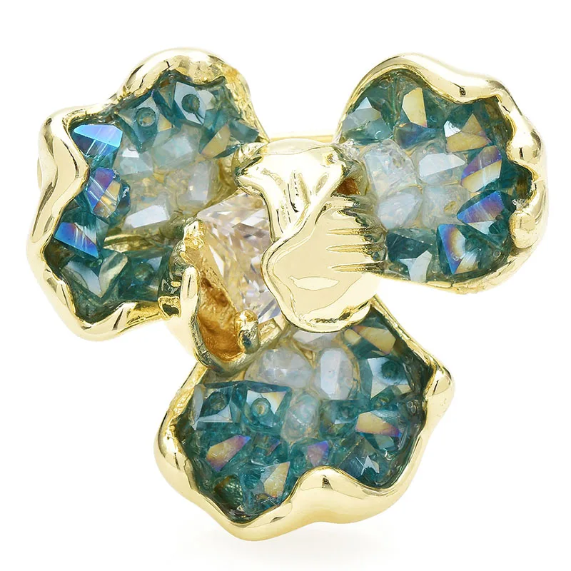 Wuli&baby Handmade Crystal Pansy Flower Brooches For Women 3-color Sparking Flowers Plants Party Office Brooch Pin Gifts