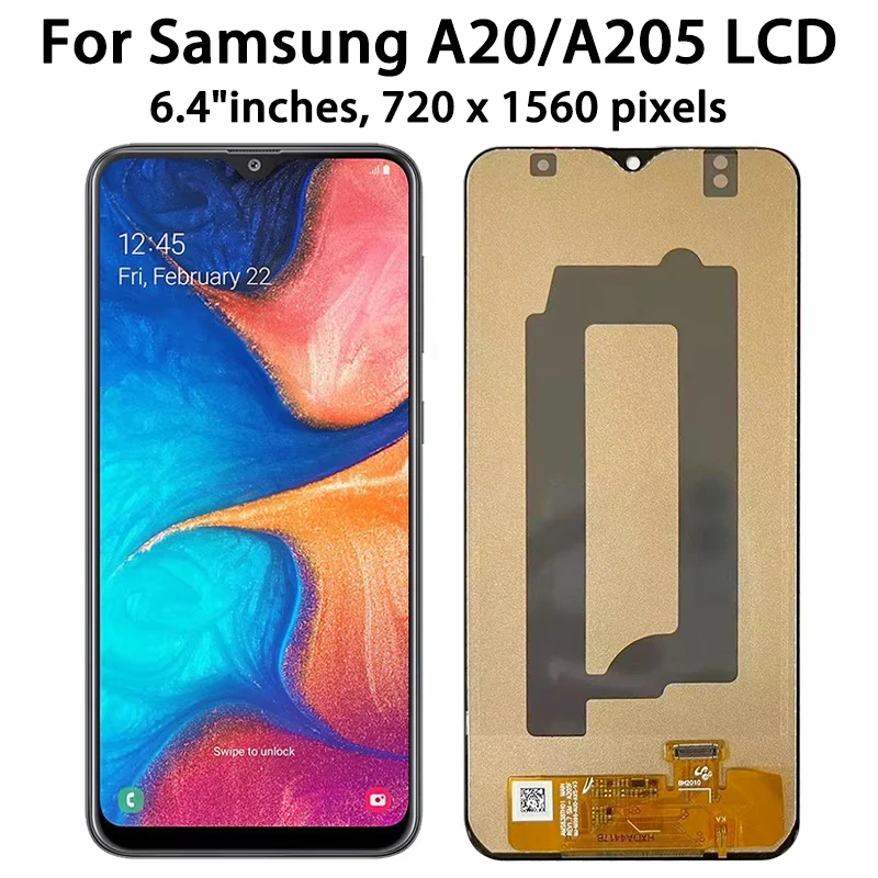 Test A20 Display For Samsung  A20 A205 SM-A205F Lcd Display Touch Screen Digitizer With Frame Assembly Replacement