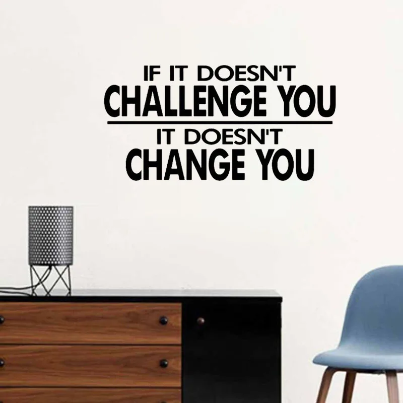 Gym Wall Decal Motivational Quote If It Doesn't Challenge You It Doesn'T Change You Vinyl Sticker Fitness Workout Wallpaper
