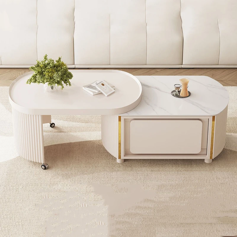 

Cute Wheels Storage Coffee Tables Round Minimalist White Small Side Table Modern Design Mesa Auxiliar Salon Furniture For Home