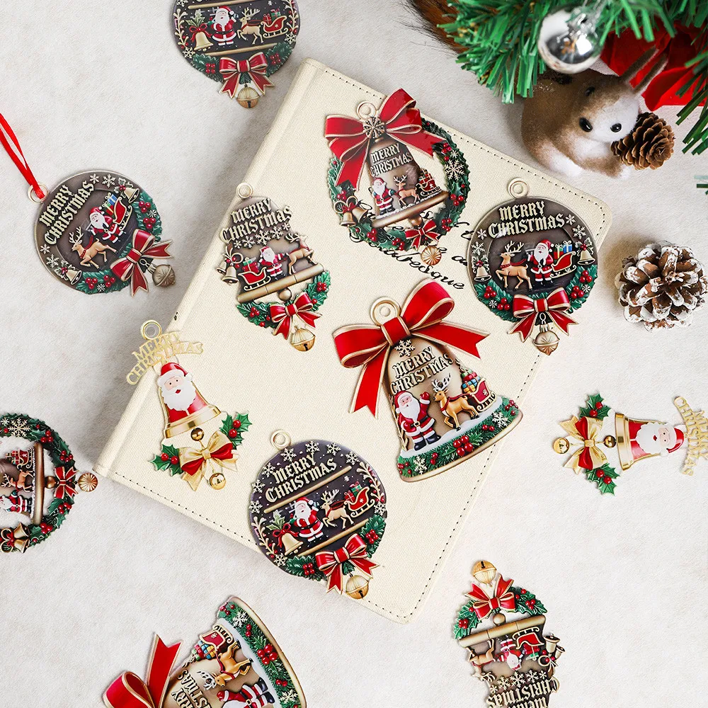 【1/3 pièces】Décorations de Noël en acrylique à suspendre : Père Noël, ornements pour sapin de Noël, décorations à suspendre pour portes et fenêtres, idéales pour la mise en scène.