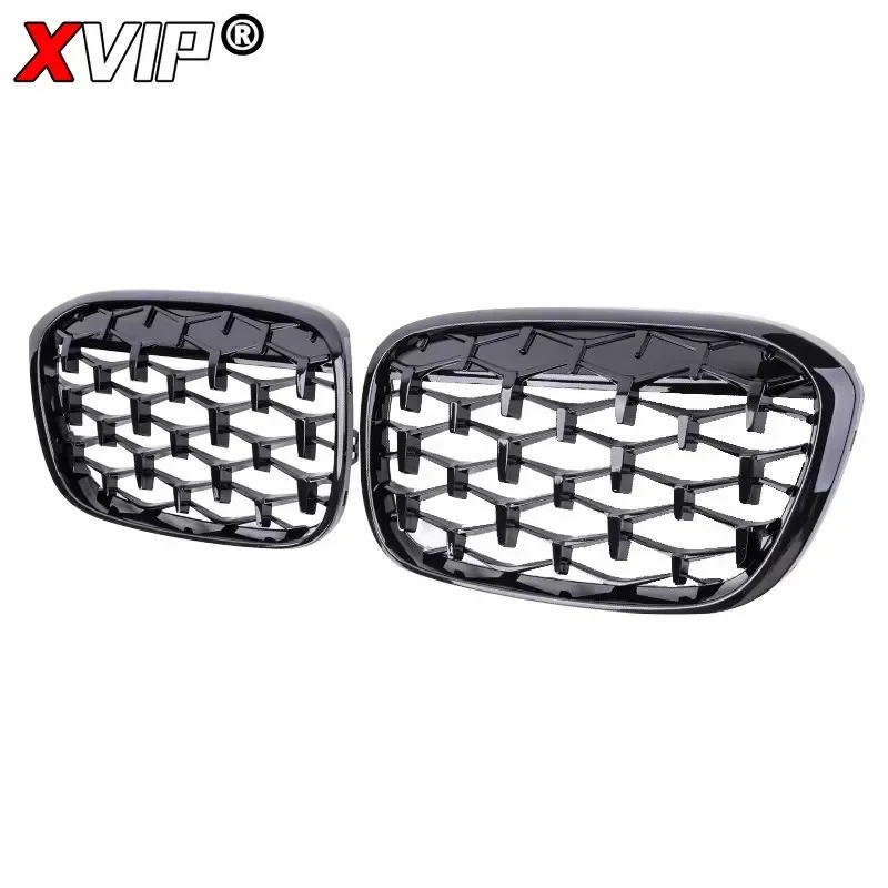 XVIP Carbon Double Line Style Front Racing Grilles For BMW X1 F48 F49 2016-2019 Chrome Diamonds Style Upper Grills Accessories