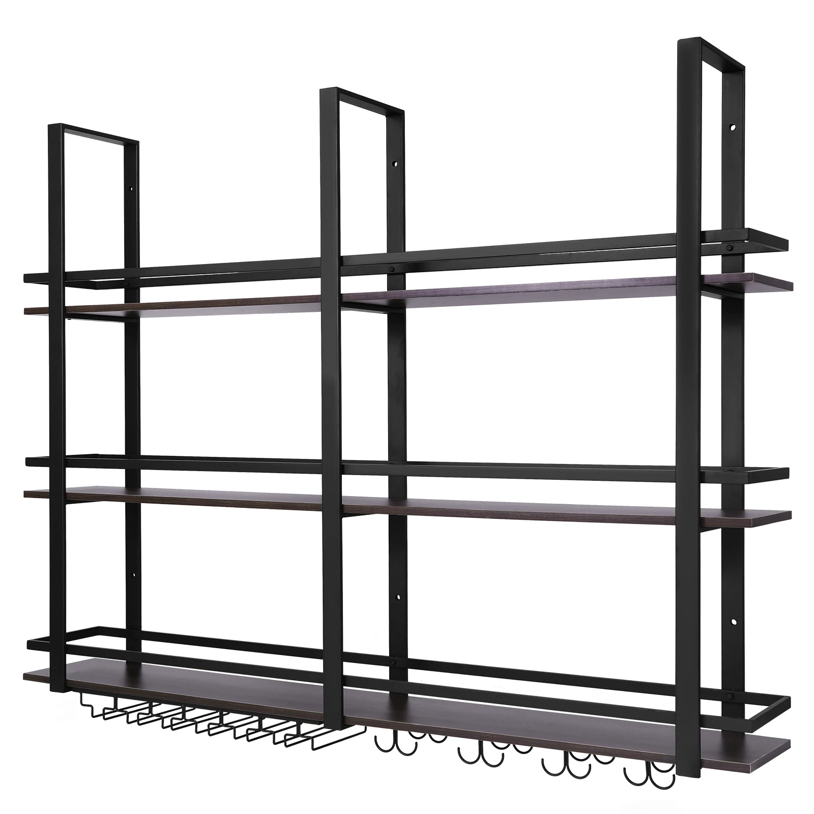 

Wall Mounted Wine Rack 3 Tier Industrial Liquor Shelves with Glass Holder Wine Glass Bottle Rack for Home Dining Room & Kitchen