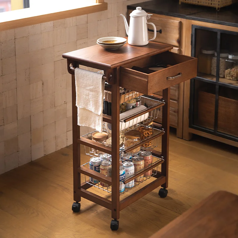 SHIMOYAMA 5-Tier Kitchen Lockable Utility Storage Rolling Cart With Mesh Baskets For Narrow Space