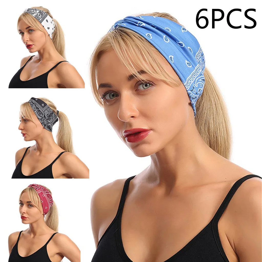 

6PCS Elastic Hair Hoop Bouquet Headband Sport Hair Accessory Fashion Solid Girls Vintage Elastic Colorful Headbands 2024