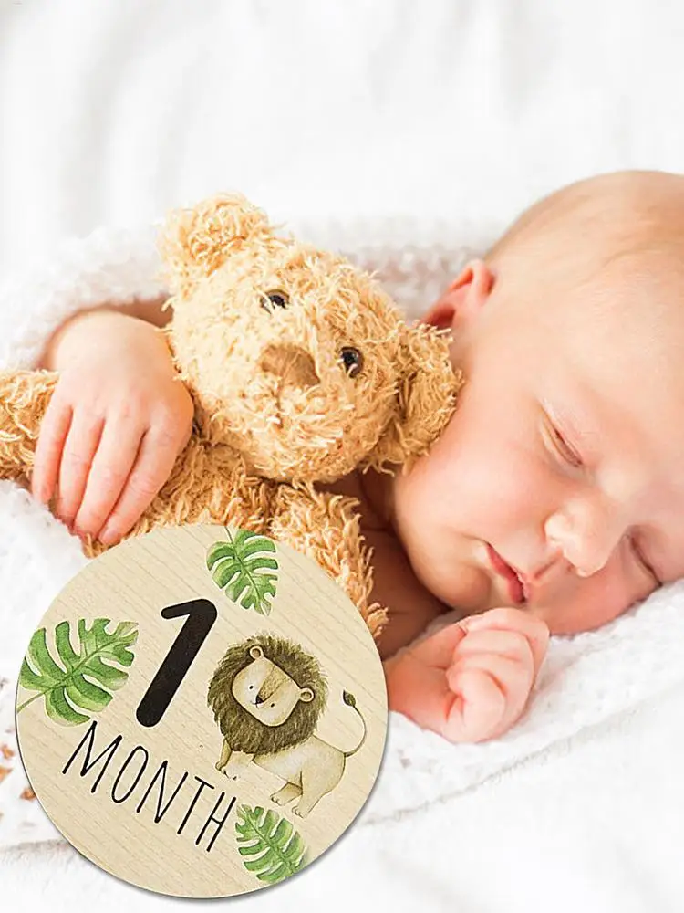 Baby Holiday Milestone Cards 10Pcs Wooden Baby Months Holiday Signs Expecting Mom Gift Photo Prop Ornaments For New Parents
