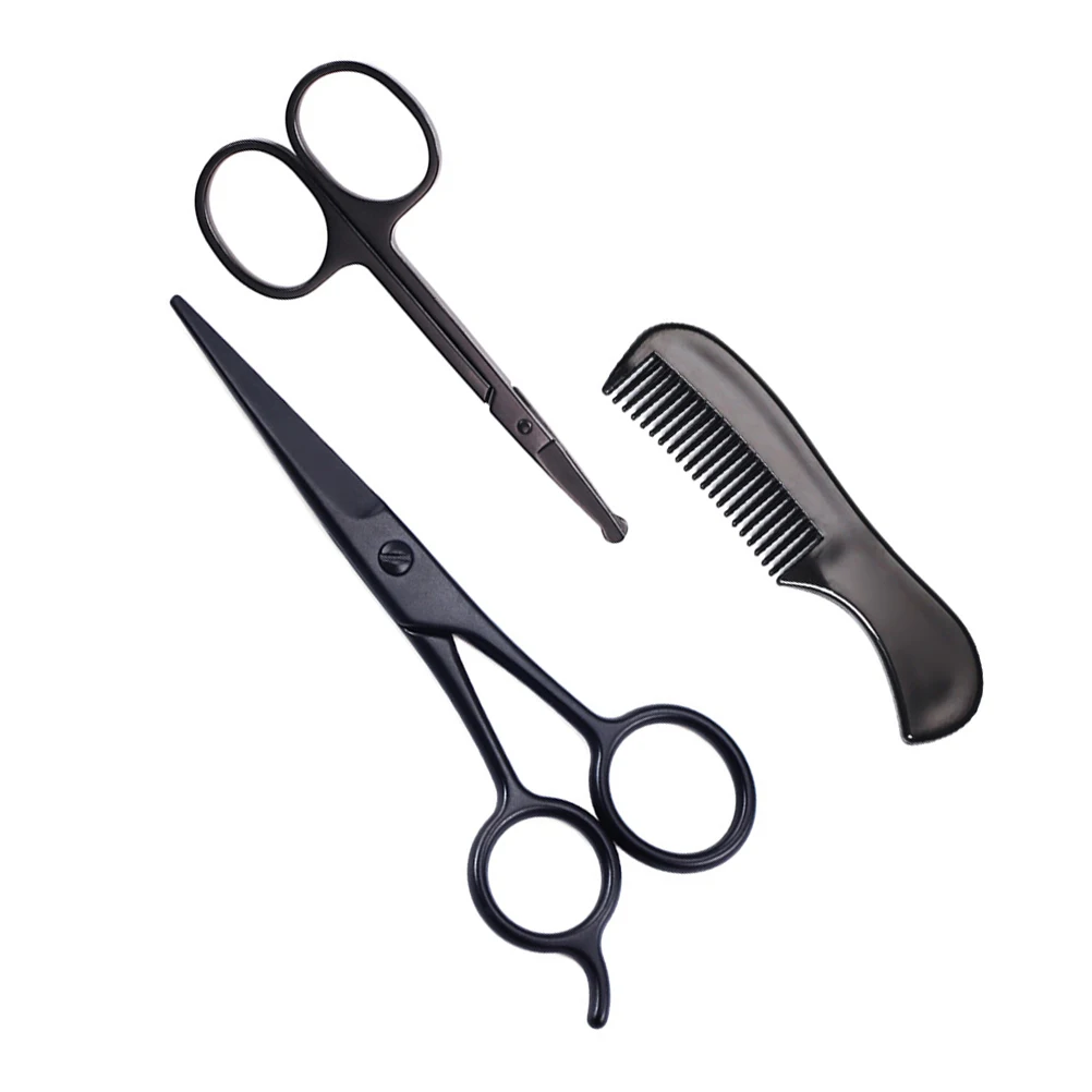 

1 set Grooming Kit Men 1 Set Stainless Steel Beard Scissors Comb Brush Travel Bag Durable Tool For Trimming Styling Beard