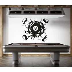Billiard Wall Sticker Billiard Room Wall Decor No. 8 Ball Window Sticker Vinyl Removable Art