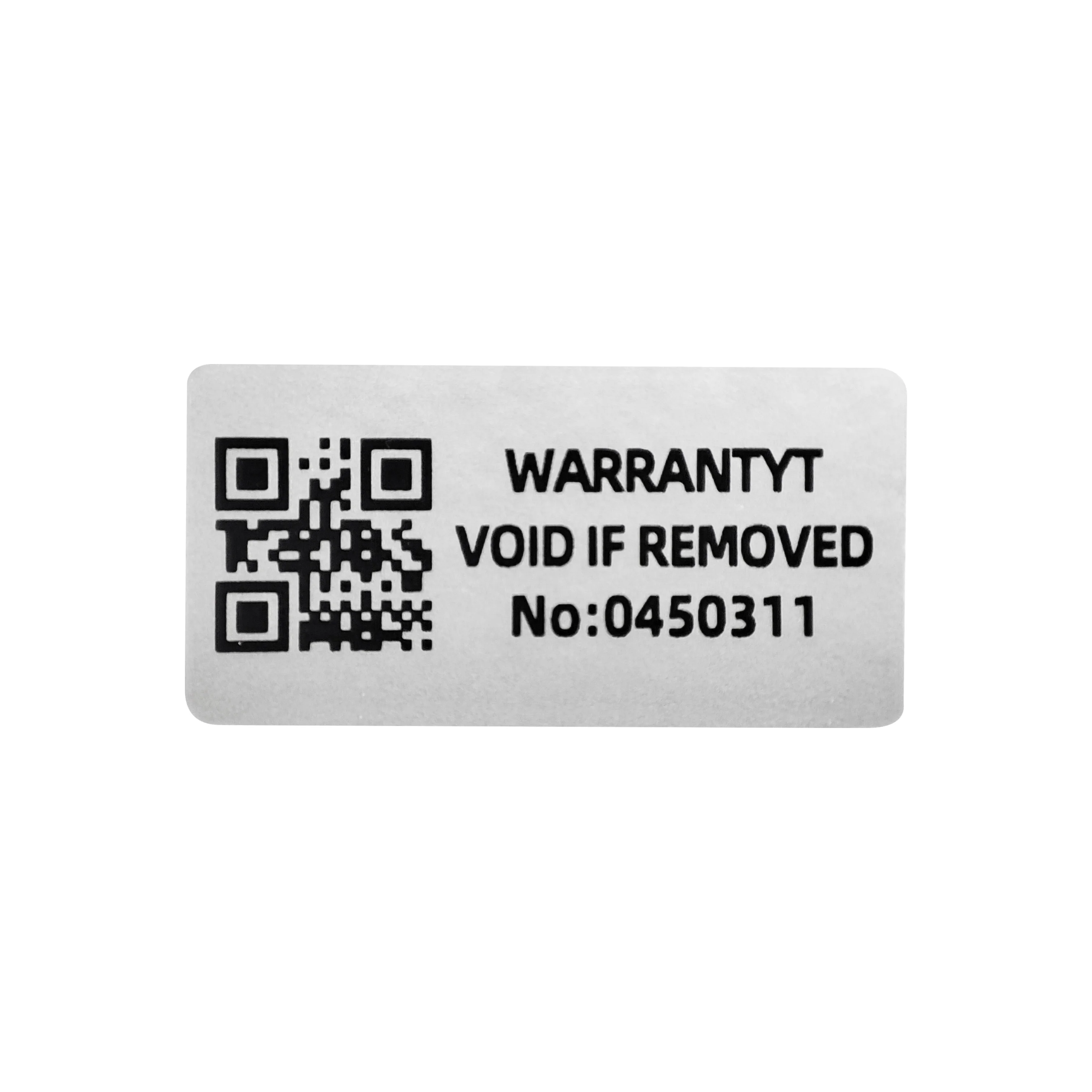 100pcs warranty protection sticker 30X15mm tamper-proof invalid label One-time security seal QR code serial number sticker