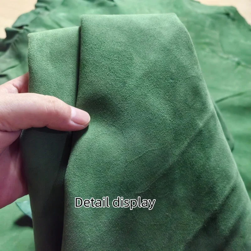 0.8‑1mm Green Sheep Suede, Top‑Grain Genuine Leather Fabric. For Handmade DIY, Perfect for Bag Lining, Whole Sheep Hide.
