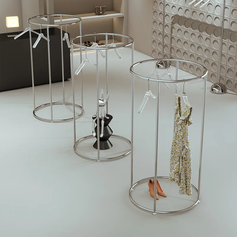 Clothing store Nakajima display rack Square round Nakajima shelf in the middle of the store Stainless steel Nakajima clothes