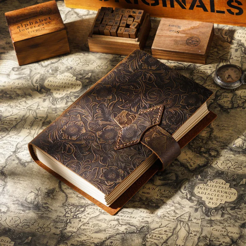 Hand-woven Notebook Genuine Leather A5 Size Sketchbook Retro Diary