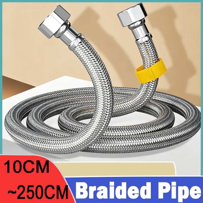 Weiyi304 Stainless Steel Faucet Braided Water Pipe 10cm~250cm Hot And Cold Water Faucet Inlet Hose Explosion-proof Flexible Hose