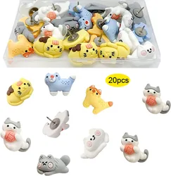 20 Pcs Cat Push Pins Cute Thumbtacks Cartoon Pushpins for Cork Board Photo Memo Paper Menu Maps Drawing Pins DIY Accessories