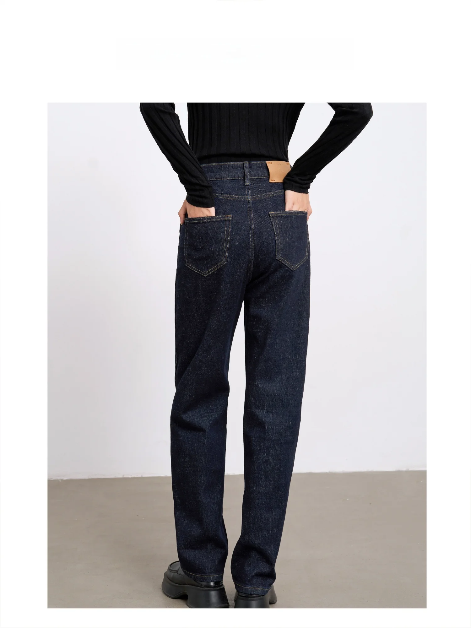 

Джинсы TIDE BLEND с высокой талией k, синие хлопковые прямые джинсы с эко-талия, утягивающие длинные брюки для подовжения ног для молодых женщин