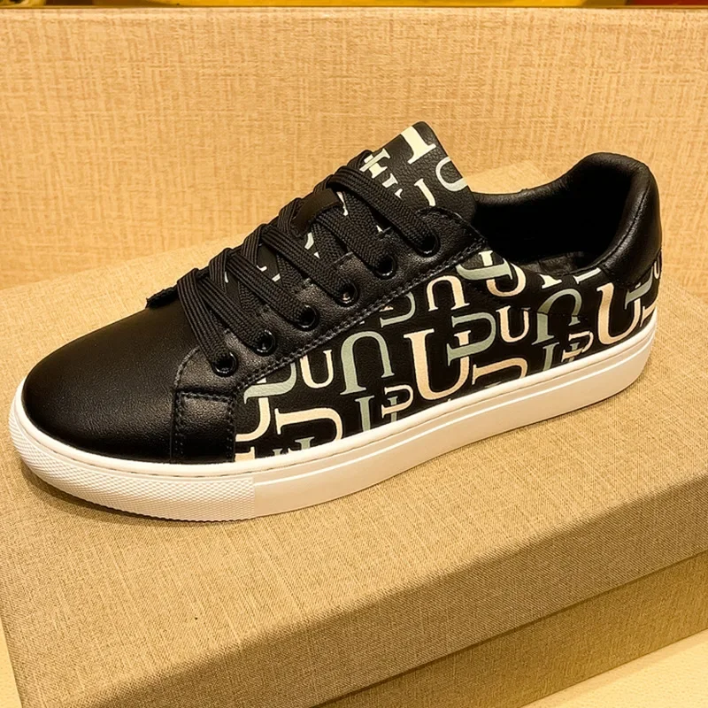 

Europe Men Genuine Leather Casual Shoes Trend Flat Skate Shoes Young Man Cool Sneakers