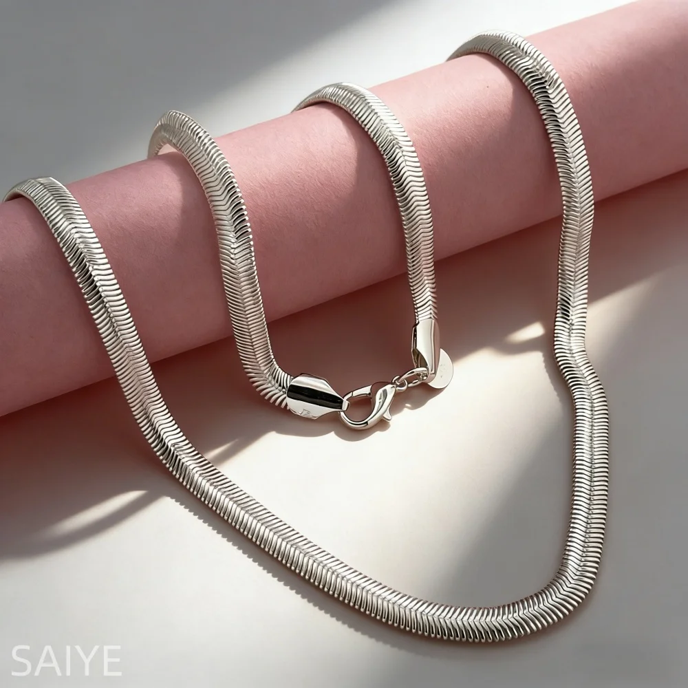 

Цепочка из стерлингового серебра 925 пробы, плоская, 6 мм, мужская, в стиле хип-хоп, модный подарок на день рождения