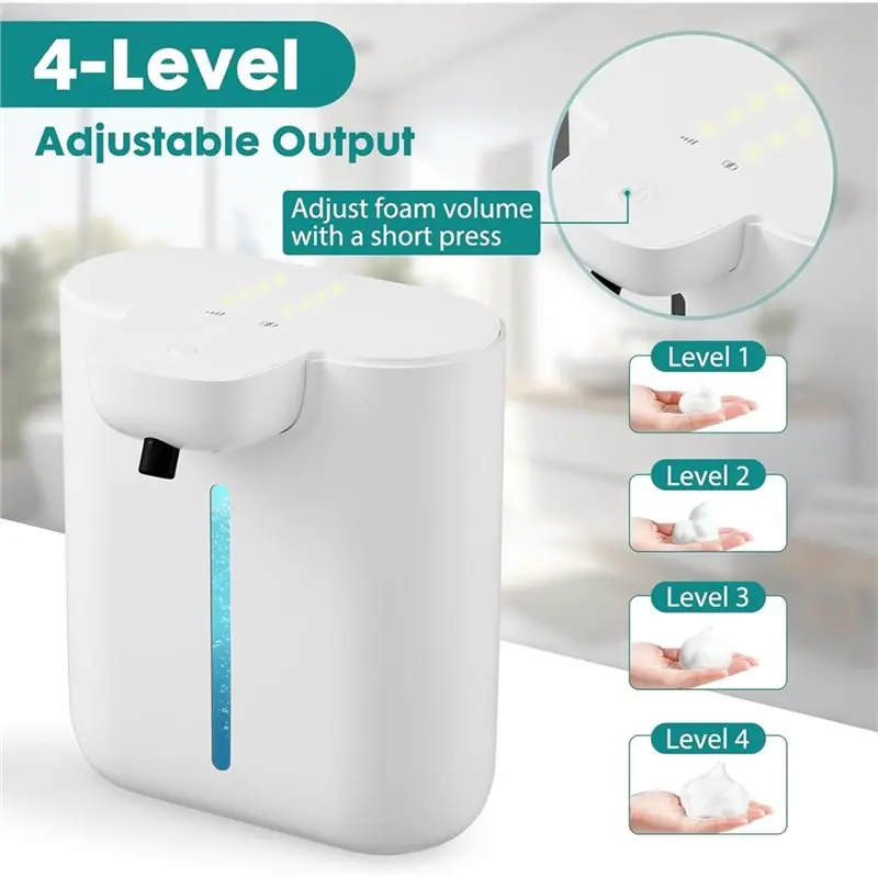 【FUXQ】موزع صابون يدوي رغوي أوتوماتيكي 17 أونصة/500 مل، تصميم ذو سعة كبيرة بدون لمس للمطبخ والحمام
