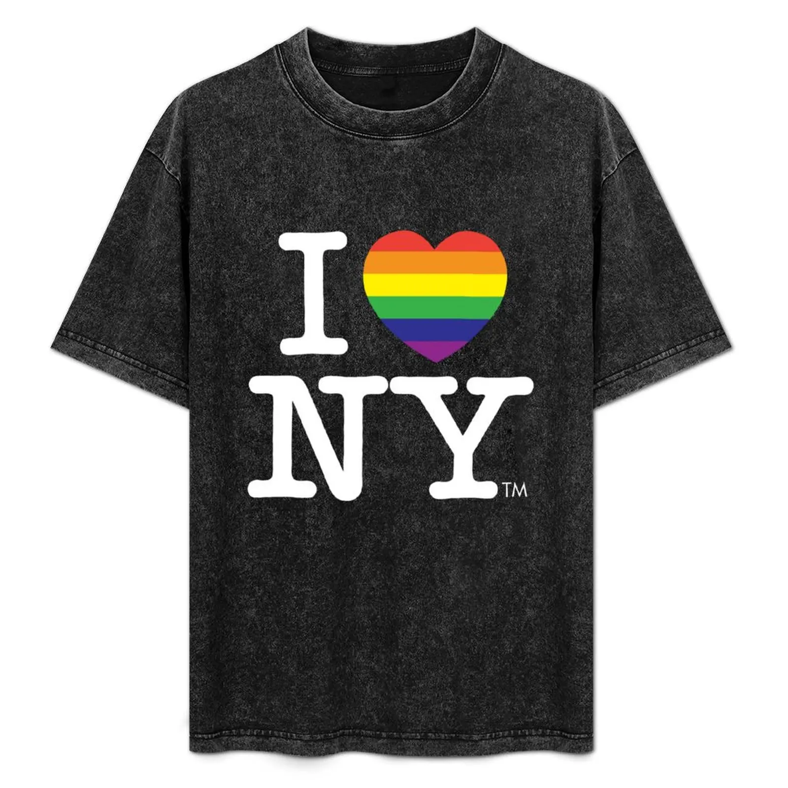 

I LOVE NY Rainbow Pride Logo T-Shirt Large Size Short Sleeve T-Shirt