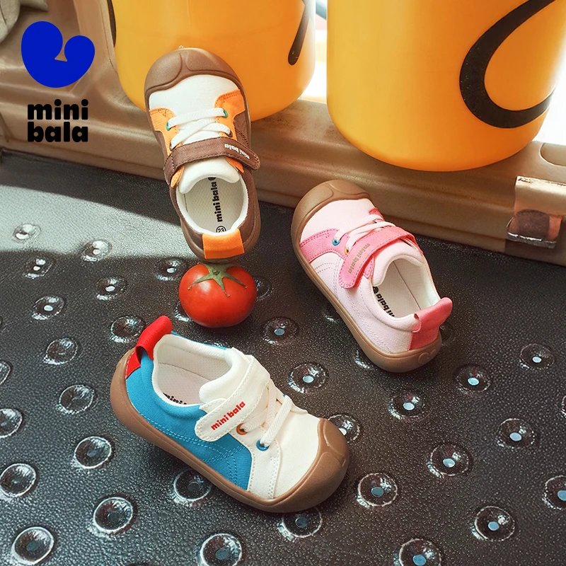 

Mini Balabala Canvas Shoes Kids Hook and Loop Outdoor Casual Sneakers for Boys and Girls