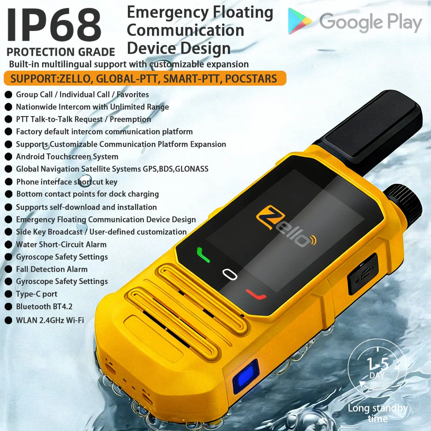SHJ 360 4G LTE POC Radio Android 8.1 Walkie Talkie Google Play Zello XINPOC 2.4