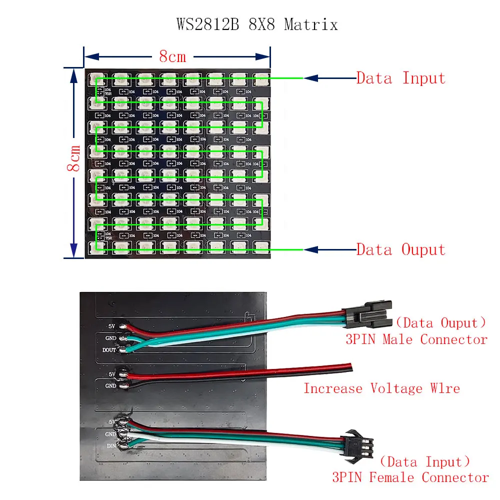 1PCS-5PCS WS2812B 16x16 LED Matrix Pixel Screen SMD 5050 RGB WS2812 IC Individually Addressable Digital Flexible LED Module