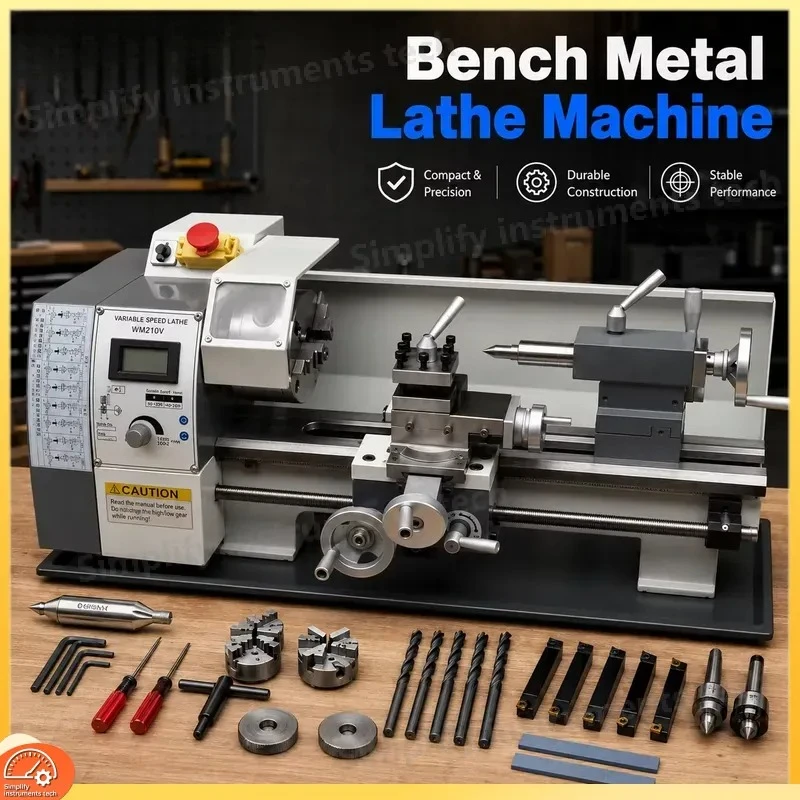 2140A Mini Metal Lathe High Precision Desktop Benchtop Woodworking DIY Bead Turning Tool Multifunctional Small Lathe