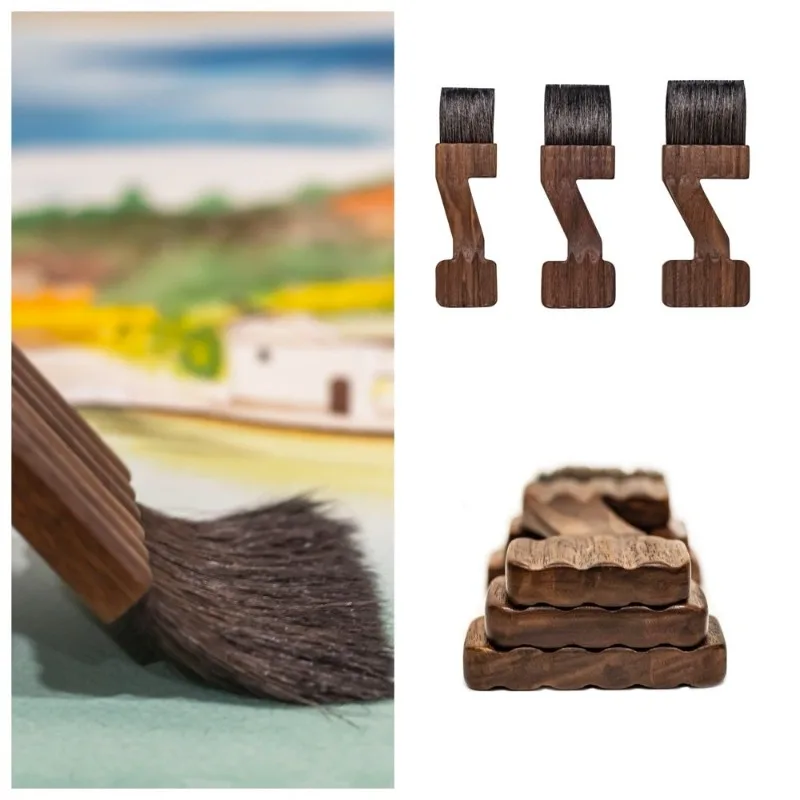 3Pcs Z-shaped Wooden Handle Wool Head Art Brush Set Student Paint Brushes Acrylic/watercolor/oil Painting Creation Board Brush