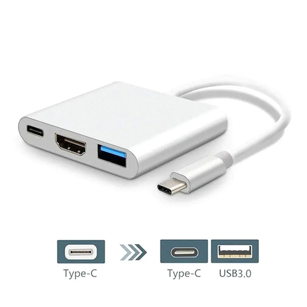 

3 IN 1 Type-c HUB USB C To HDMI-Compatible Splitter USB-C 4K USB 3.0 PD Fast Charging Smart Adapter Converter For MacBook Dell