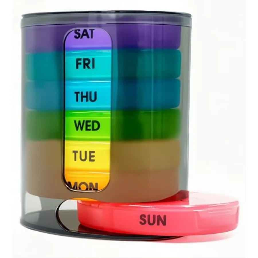 

Weekly Pill Organizer ce-A-Day,Portable 7 Day Pill wit Stackable AM/PM Compartments Pills, tamin, Fis, plements, ()