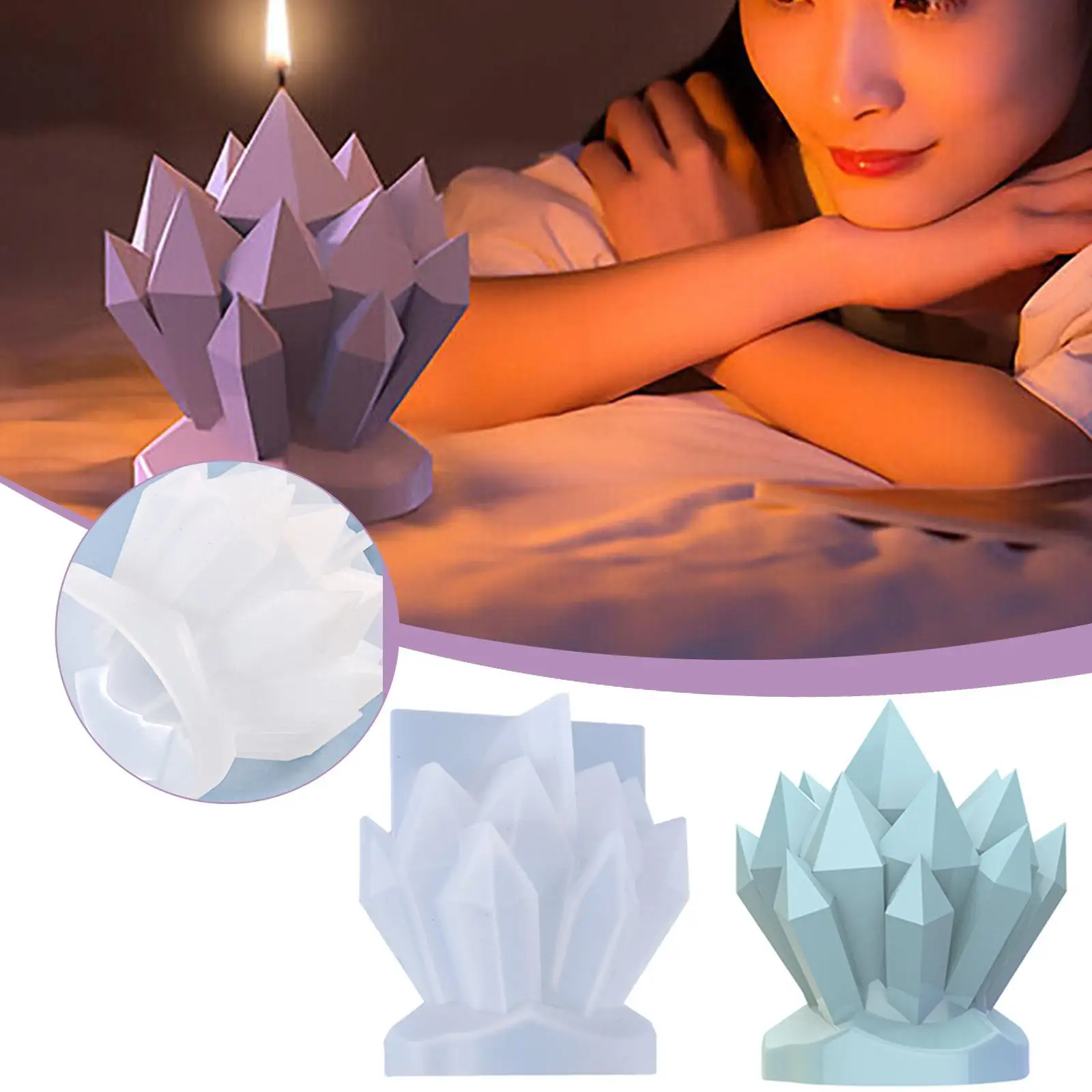 Molde de vela de silicona con forma de Iceberg, molde de yeso de cera de racimo de cristal, molde de aromaterapia, resina de jabón de soja, DIY Wa J5S1